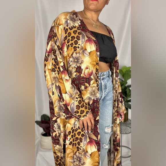 Vintage floral and leopard print duster Size 4XL - Picture 4 of 4